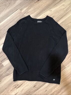 Jack & Jones Black Waffle Crewneck Sweater